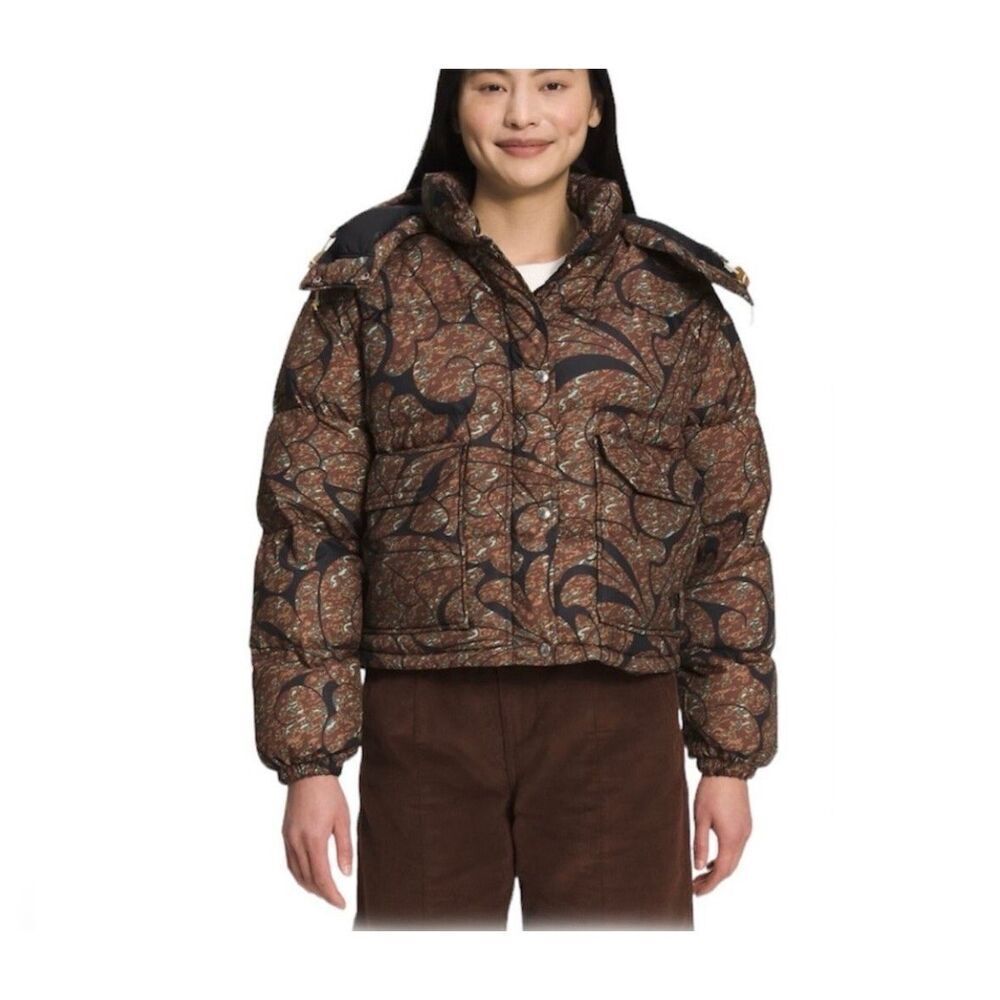 NWOT The North Face Printed 71 Sierra Down Short Hooded Puffer Jacket Women’s XS